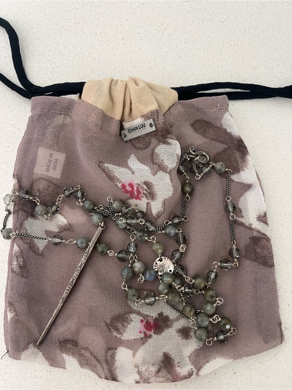 CHAN LUU Sterling Silver Labradorite Bead Necklace